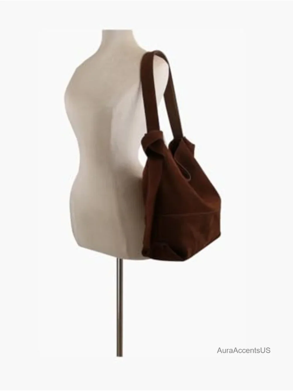 Genuine Suede Hobo Handbag Tote 2-in-1 Detachable Pouch